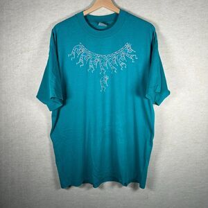 Vintage Single Stitch Kokopeli New Mexico T Shirt Mens XL Blue Tribal Graphic